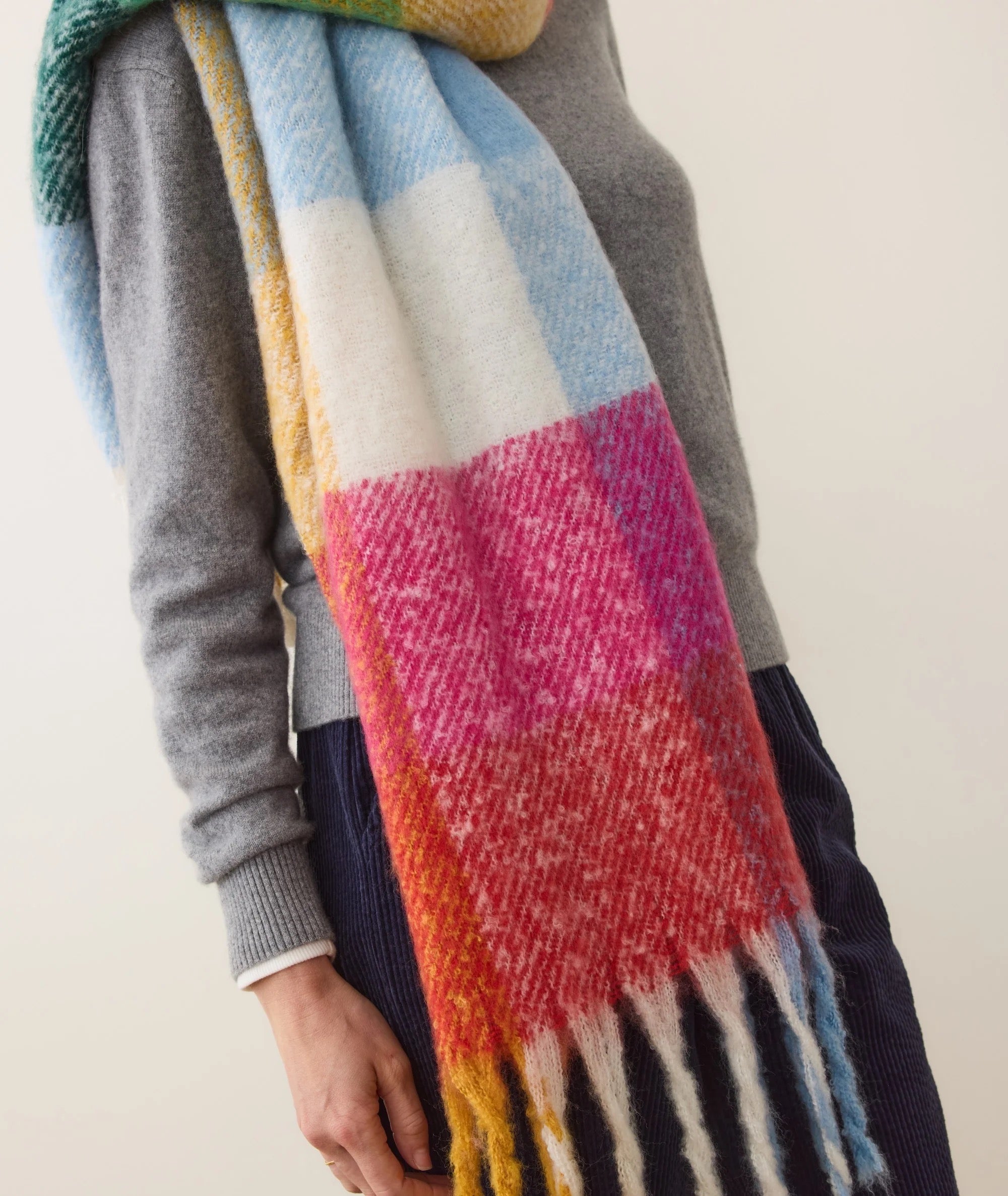 Brushed Blanket Scarf Multi Plaid
