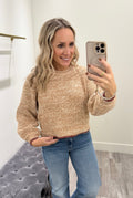 Balloon Sleeve Knit Sweater Caramel